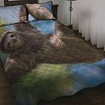 Happy Sloth Print Quilt Bed Set