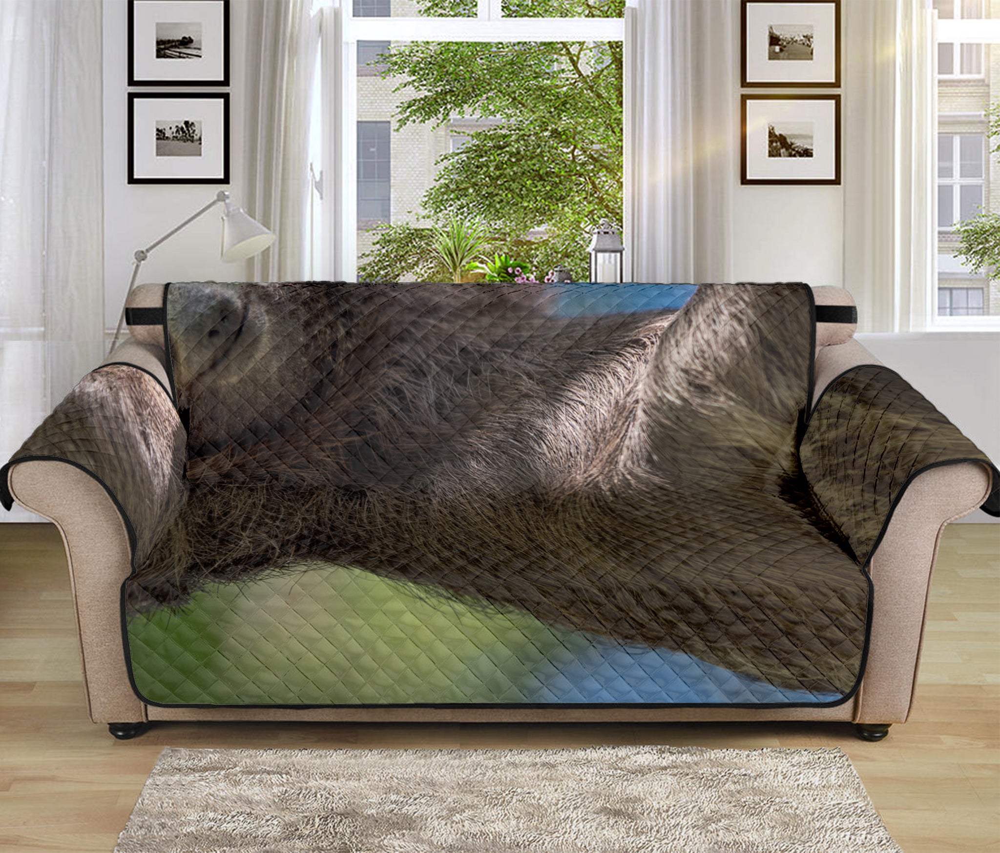 Happy Sloth Print Sofa Protector