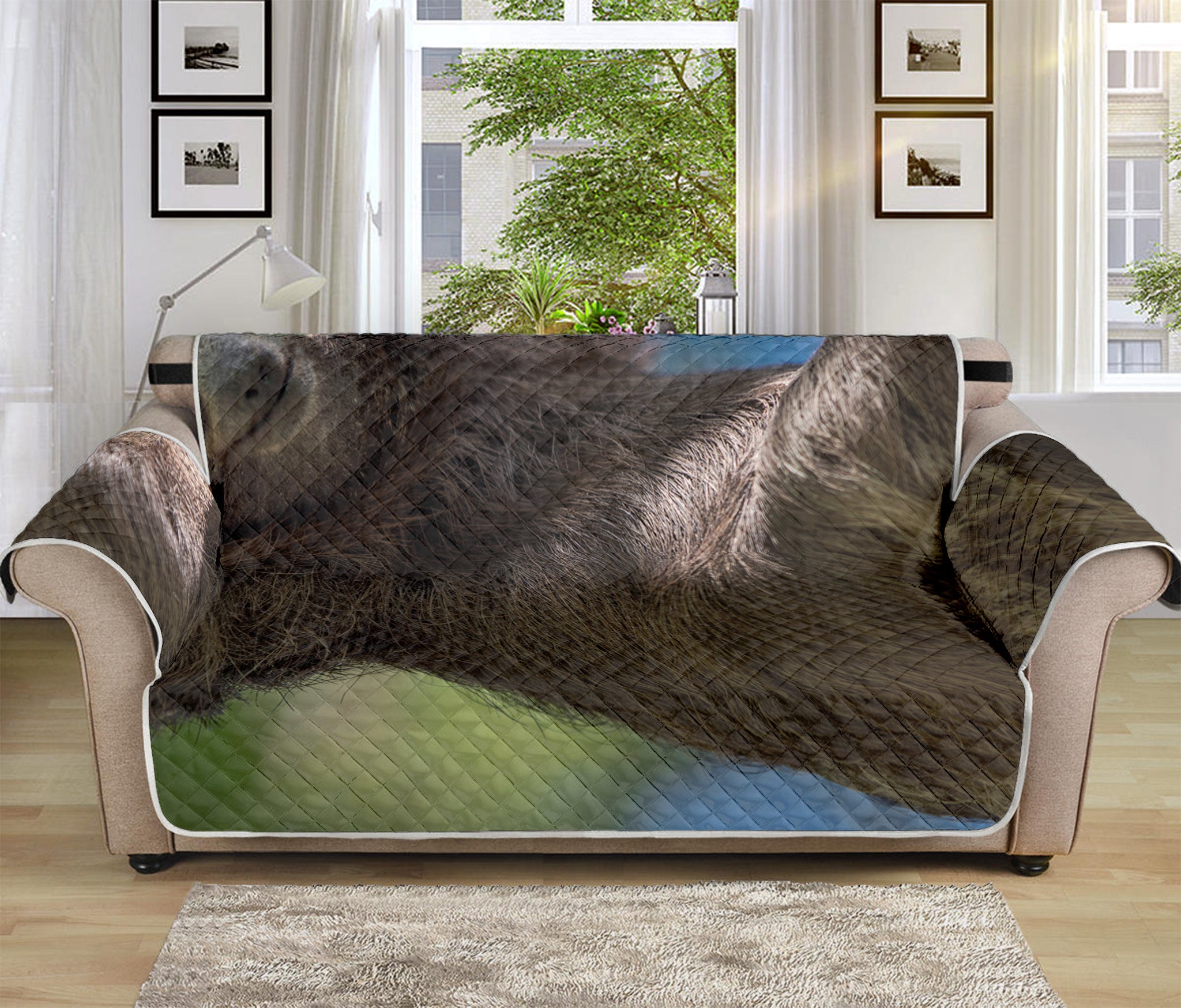 Happy Sloth Print Sofa Protector