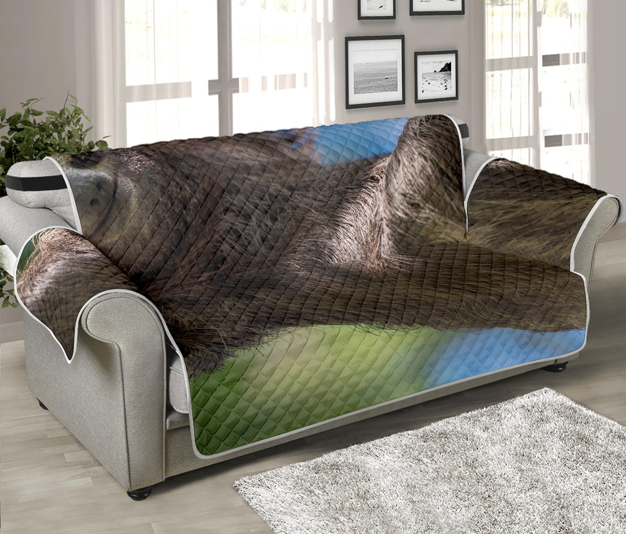 Happy Sloth Print Sofa Protector