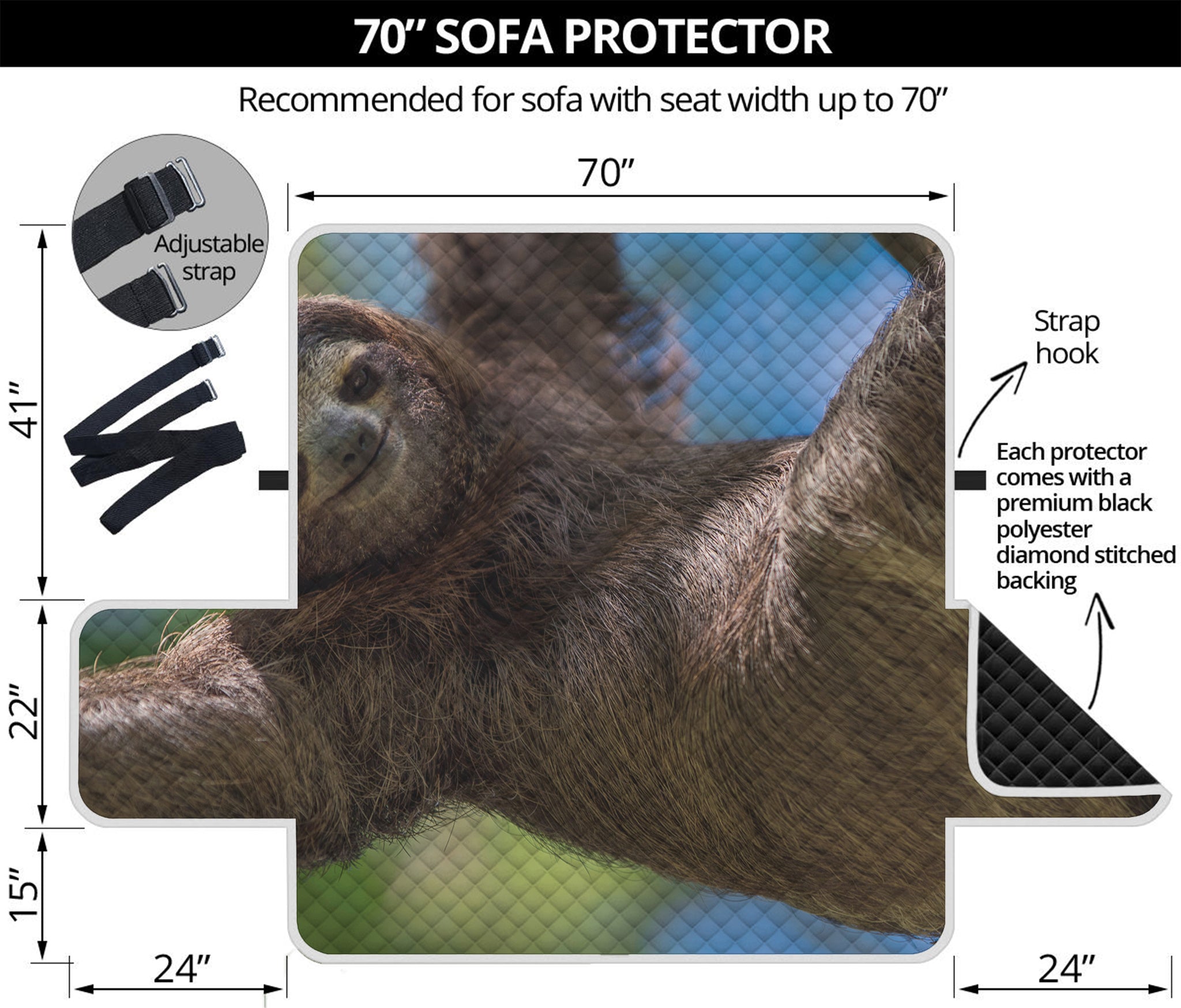 Happy Sloth Print Sofa Protector