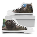 Happy Sloth Print White High Top Sneakers