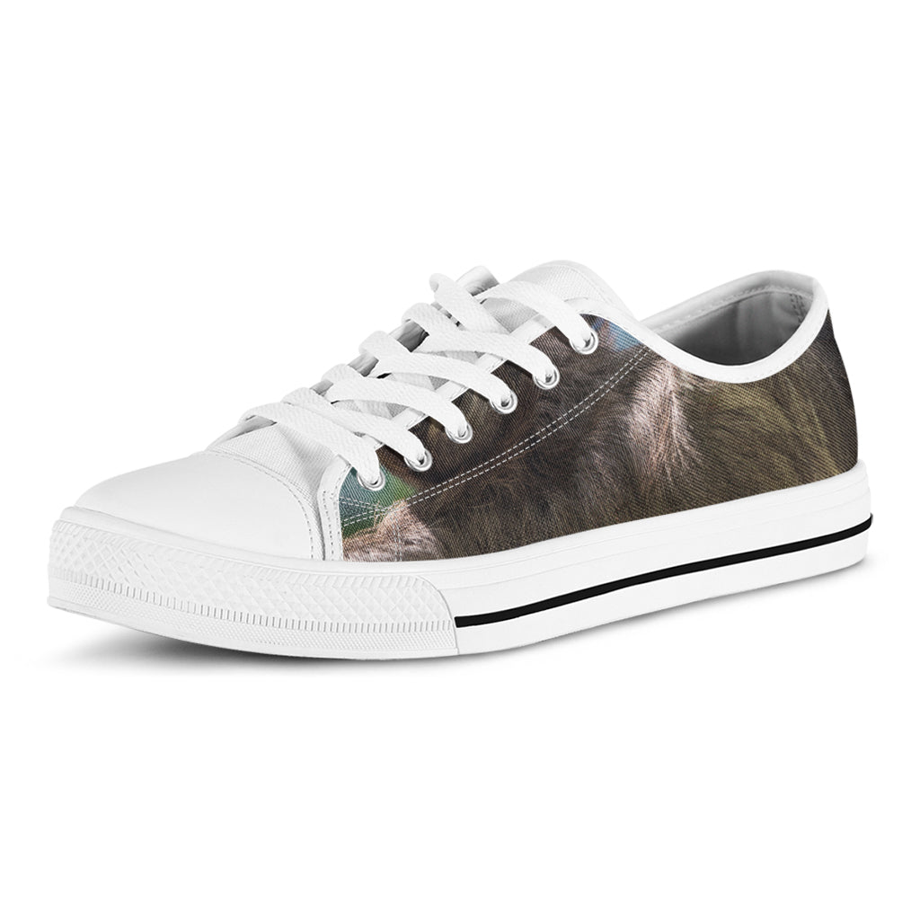 Happy Sloth Print White Low Top Shoes