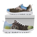 Happy Sloth Print White Running Shoes