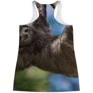 Happy Sloth Print Women's Racerback Tank Top