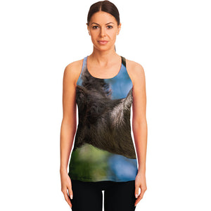 Happy Sloth Print Women's Racerback Tank Top