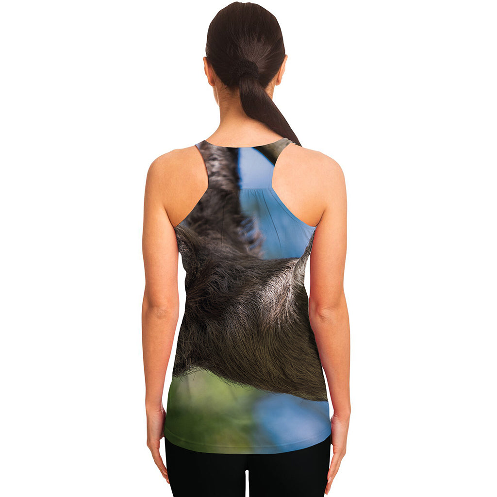 Happy Sloth Print Women's Racerback Tank Top