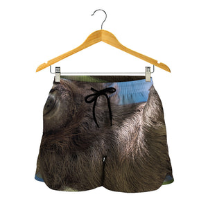 Happy Sloth Print Women's Shorts