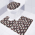 Happy Snowman Pattern Print 3 Piece Bath Mat Set
