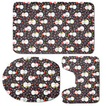 Happy Snowman Pattern Print 3 Piece Bath Mat Set