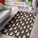 Happy Snowman Pattern Print Area Rug