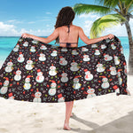 Happy Snowman Pattern Print Beach Sarong Wrap