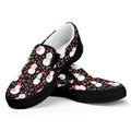 Happy Snowman Pattern Print Black Slip On Sneakers