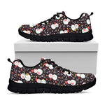 Happy Snowman Pattern Print Black Sneakers