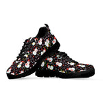 Happy Snowman Pattern Print Black Sneakers