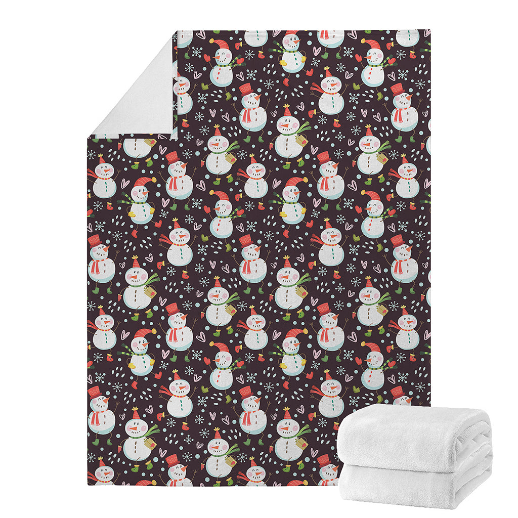 Happy Snowman Pattern Print Blanket