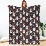 Happy Snowman Pattern Print Blanket