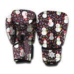 Happy Snowman Pattern Print Boxing Gloves