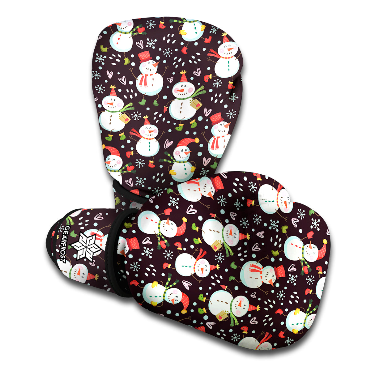 Happy Snowman Pattern Print Boxing Gloves