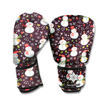 Happy Snowman Pattern Print Boxing Gloves