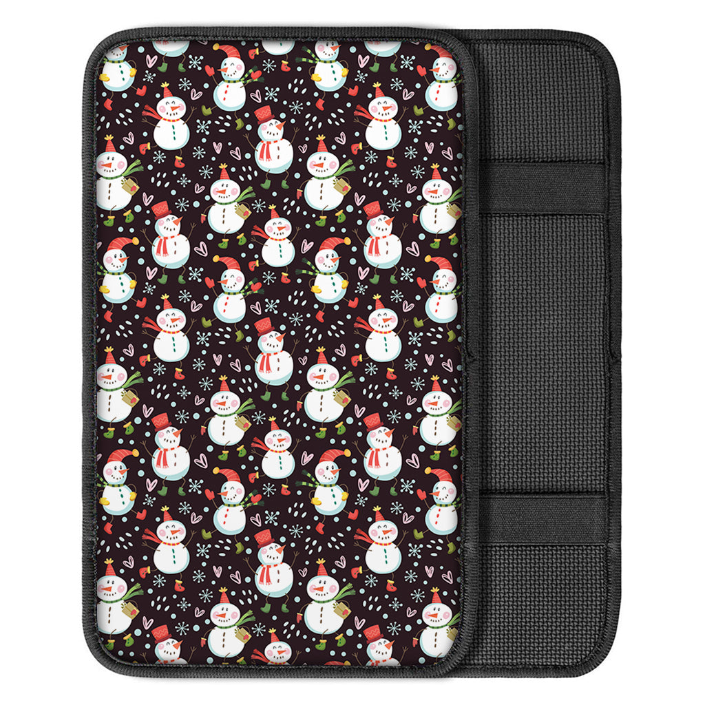 Happy Snowman Pattern Print Car Center Console Cover