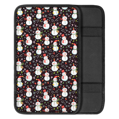 Happy Snowman Pattern Print Car Center Console Cover