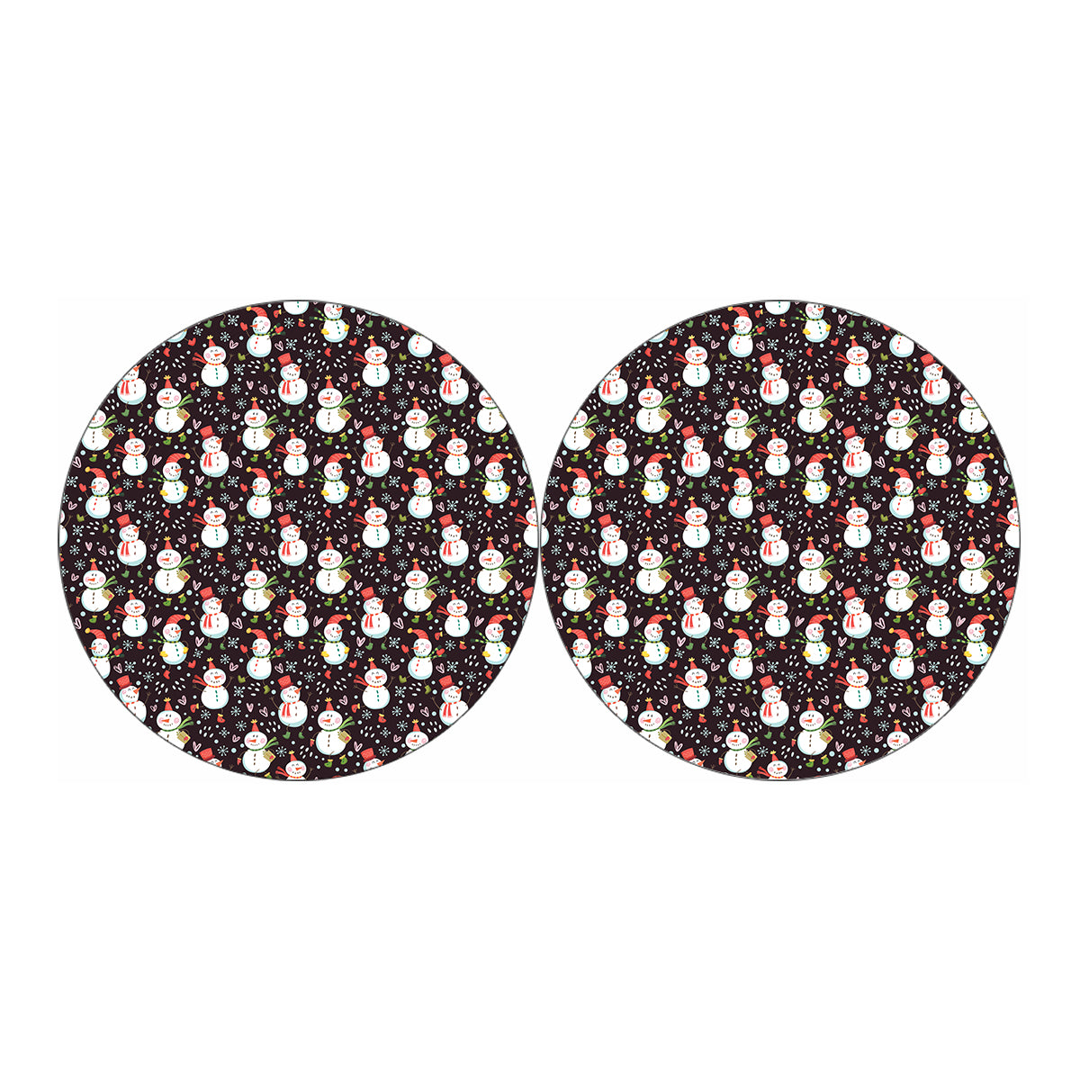 Happy Snowman Pattern Print Car Coasters