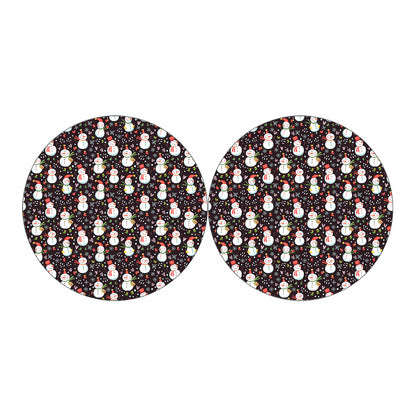 Happy Snowman Pattern Print Car Coasters