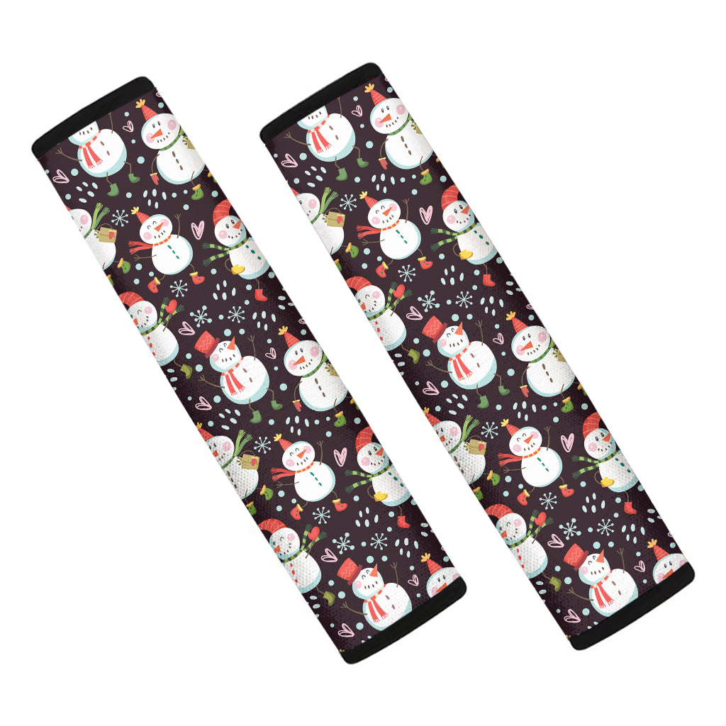 Happy Snowman Pattern Print Car Seat Belt Covers