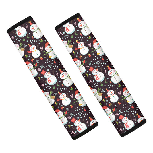 Happy Snowman Pattern Print Car Seat Belt Covers