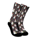 Happy Snowman Pattern Print Crew Socks