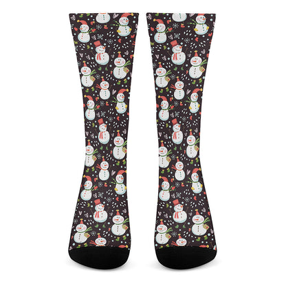 Happy Snowman Pattern Print Crew Socks