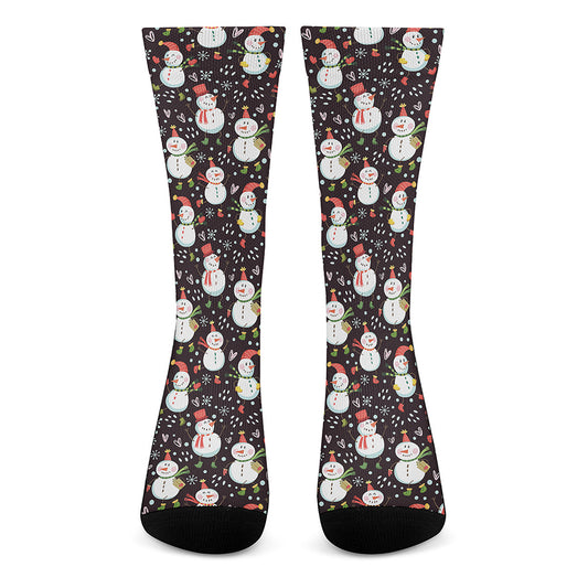 Happy Snowman Pattern Print Crew Socks