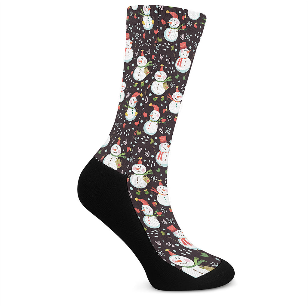 Happy Snowman Pattern Print Crew Socks