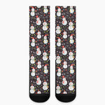 Happy Snowman Pattern Print Crew Socks