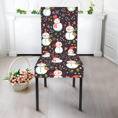 Happy Snowman Pattern Print Dining Chair Slipcover