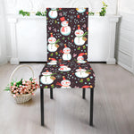 Happy Snowman Pattern Print Dining Chair Slipcover