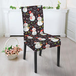 Happy Snowman Pattern Print Dining Chair Slipcover