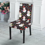 Happy Snowman Pattern Print Dining Chair Slipcover