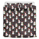 Happy Snowman Pattern Print Duvet Cover Bedding Set