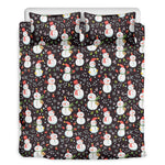 Happy Snowman Pattern Print Duvet Cover Bedding Set