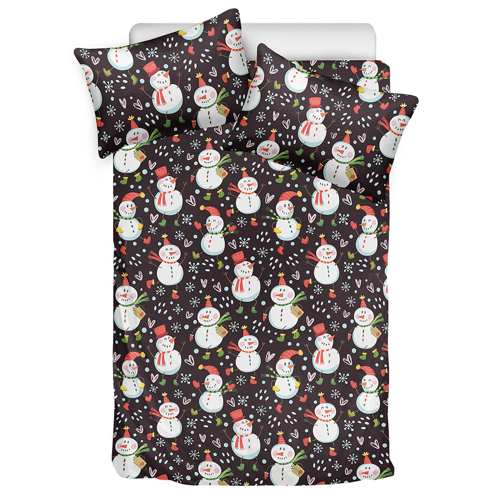 Happy Snowman Pattern Print Duvet Cover Bedding Set
