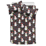 Happy Snowman Pattern Print Duvet Cover Bedding Set