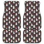 Happy Snowman Pattern Print Front and Back Car Floor Mats
