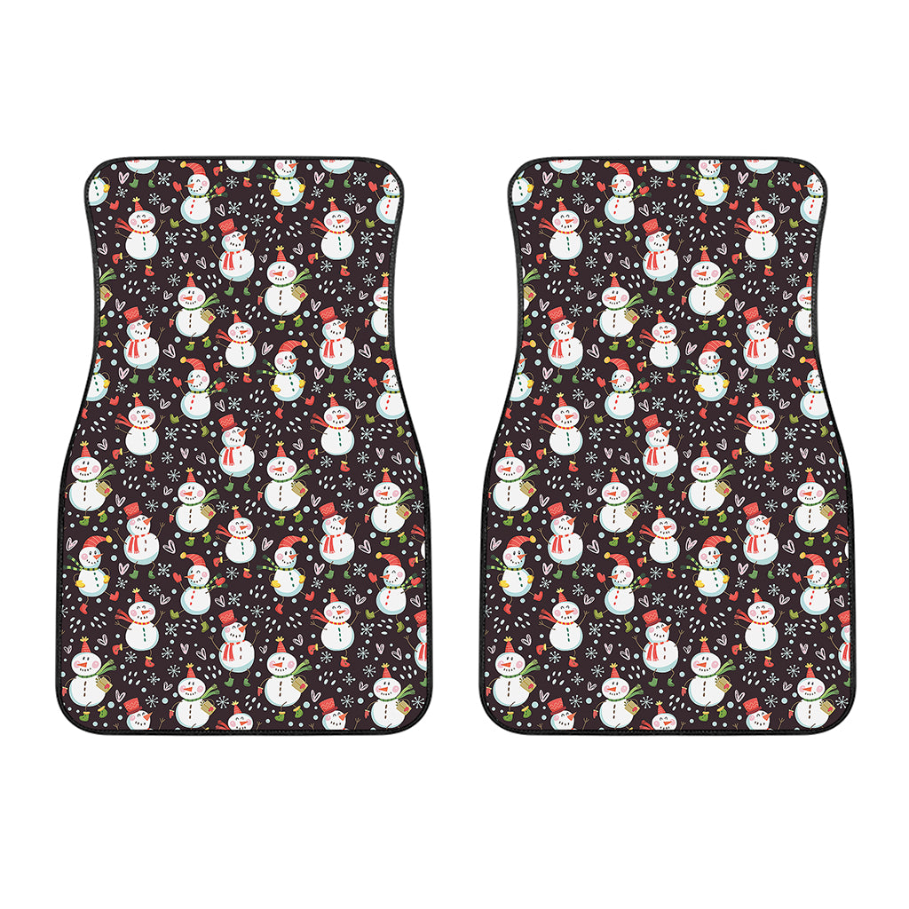 Happy Snowman Pattern Print Front Car Floor Mats