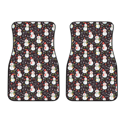 Happy Snowman Pattern Print Front Car Floor Mats