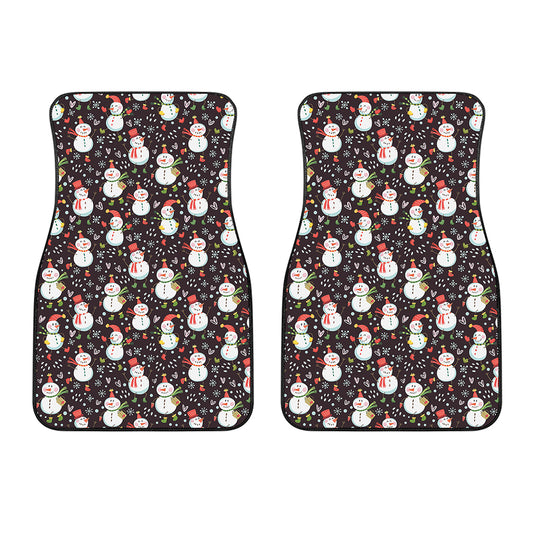 Happy Snowman Pattern Print Front Car Floor Mats
