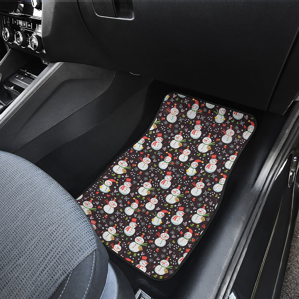 Happy Snowman Pattern Print Front Car Floor Mats