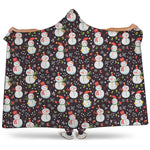 Happy Snowman Pattern Print Hooded Blanket