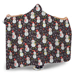 Happy Snowman Pattern Print Hooded Blanket